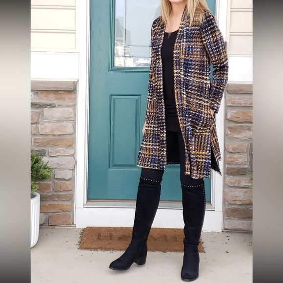 Susan Graver Printed Novelty Duster Cardigan Open Front Plus Size 3X - Picture 1 of 15